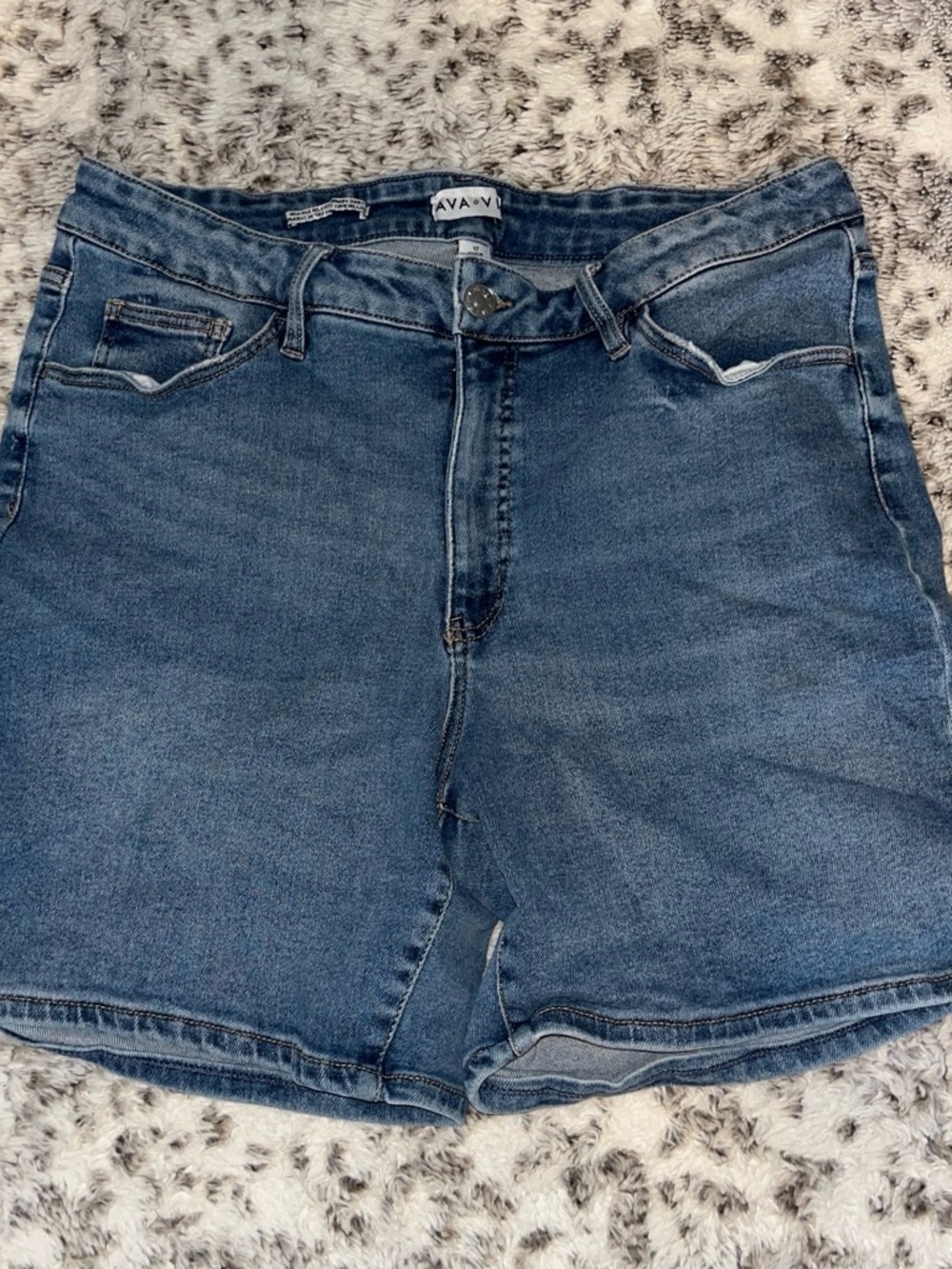 Ava & Viv Light-Medium Blue High-Rise Denim Shorts
